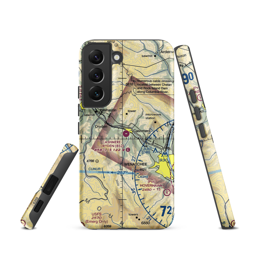Cashmere-Dryden Airport (8S2) VFR Sectional Samsung Phone Case Samsung Galaxy S22 model shown