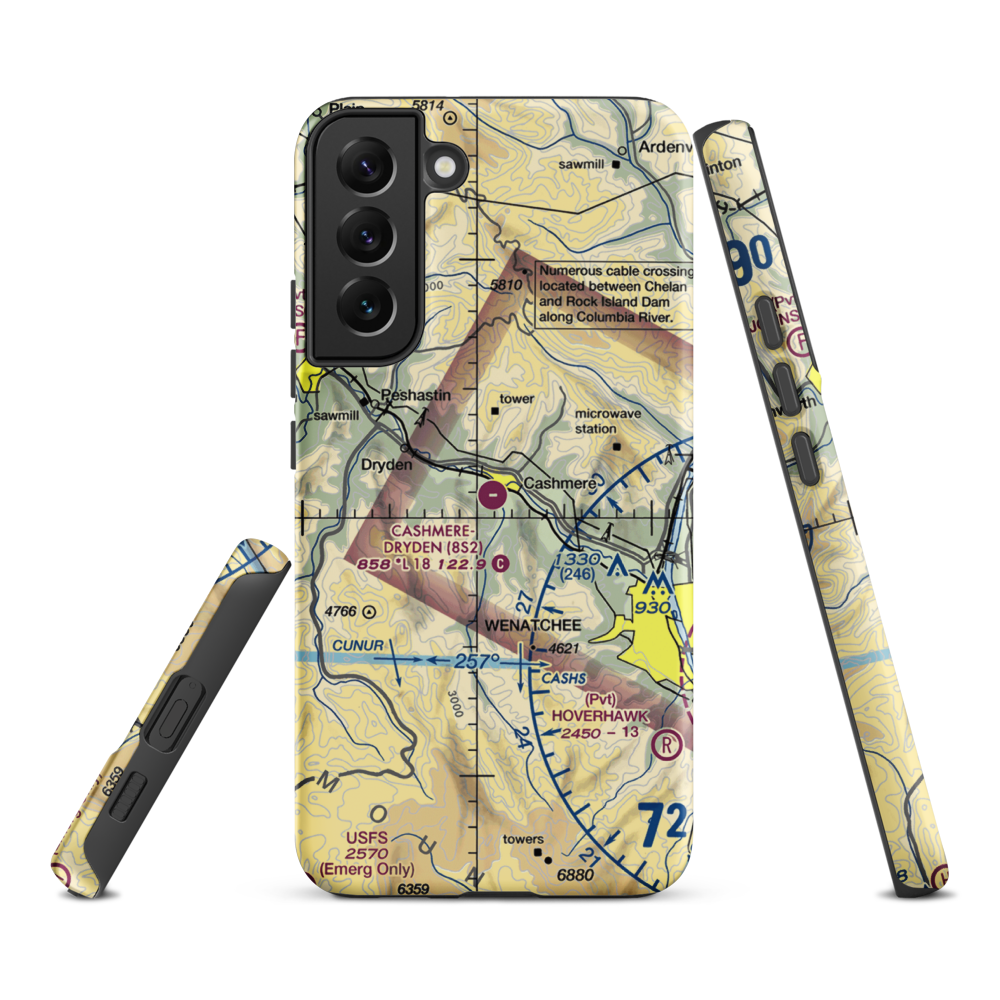 Cashmere-Dryden Airport (8S2) VFR Sectional Samsung Phone Case Samsung Galaxy S22 Plus model shown