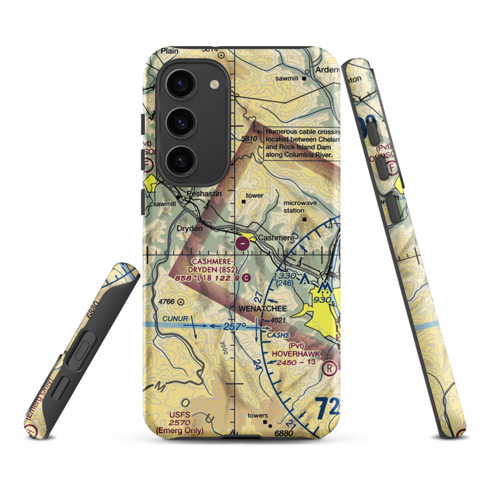Cashmere-Dryden Airport (8S2) VFR Sectional Samsung Phone Case Samsung Galaxy S23 Plus model shown