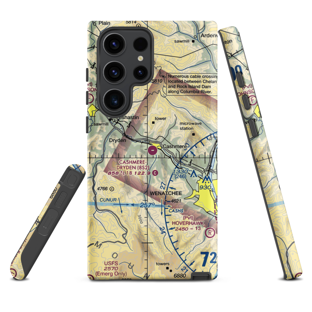 Cashmere-Dryden Airport (8S2) VFR Sectional Samsung Phone Case Samsung Galaxy S23 Ultra model shown
