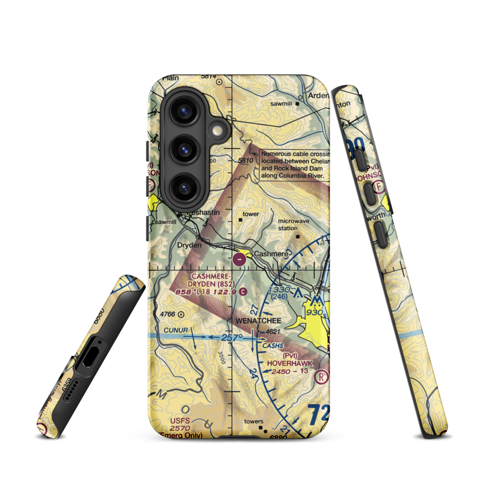 Cashmere-Dryden Airport (8S2) VFR Sectional Samsung Phone Case Samsung Galaxy S24 model shown