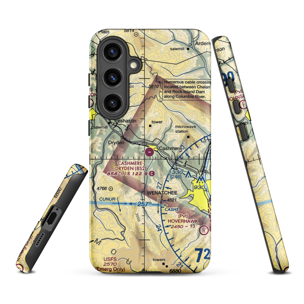 Cashmere-Dryden Airport (8S2) VFR Sectional Samsung Phone Case Samsung Galaxy S24 Plus model shown