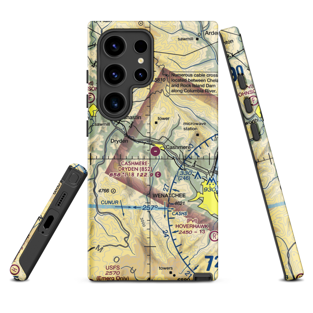 Cashmere-Dryden Airport (8S2) VFR Sectional Samsung Phone Case Samsung Galaxy S24 Ultra model shown