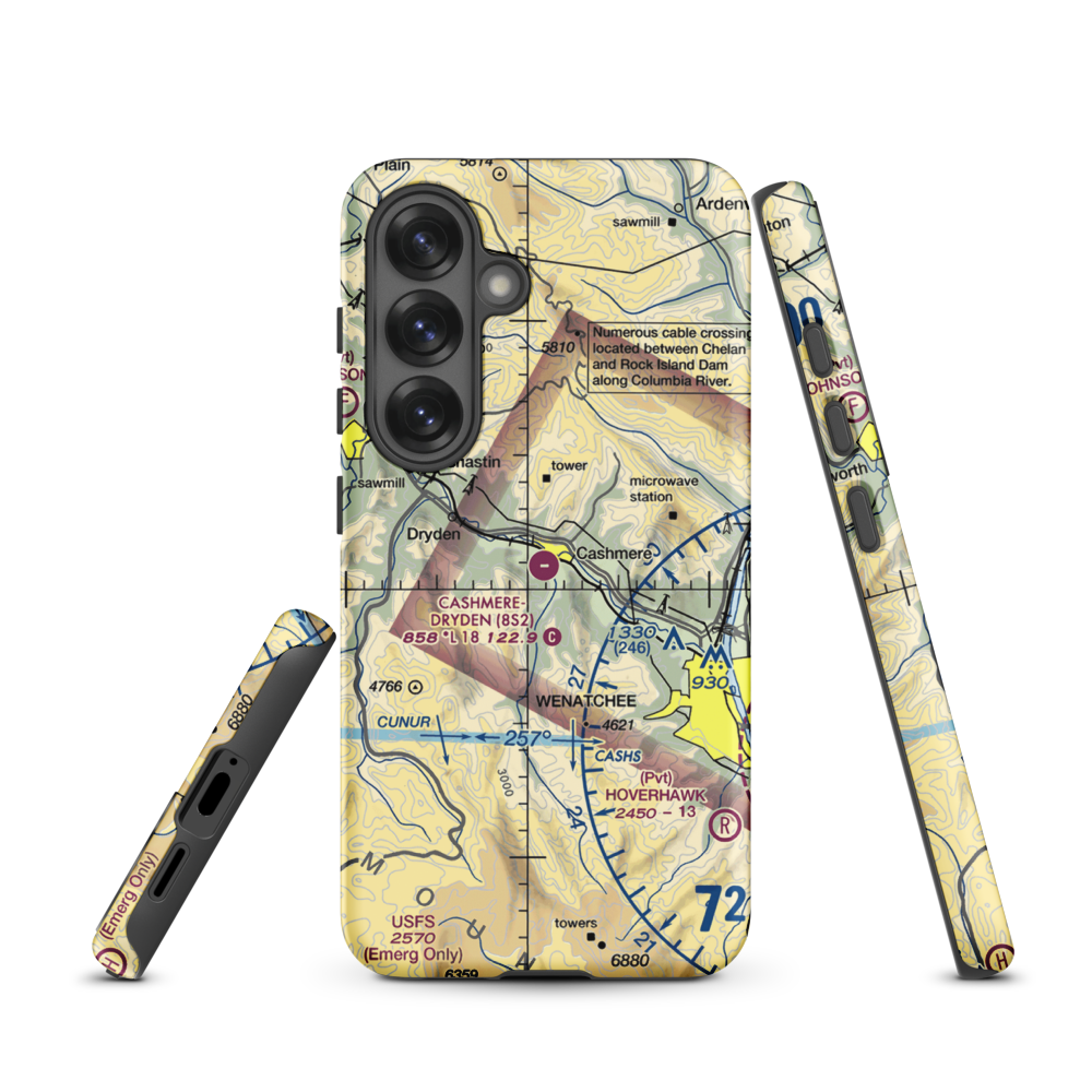 Cashmere-Dryden Airport (8S2) VFR Sectional Samsung Phone Case Samsung Galaxy S25 model shown