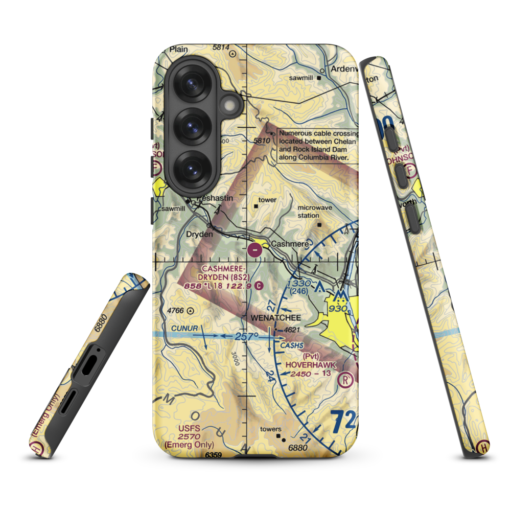 Cashmere-Dryden Airport (8S2) VFR Sectional Samsung Phone Case Samsung Galaxy S25 Plus model shown