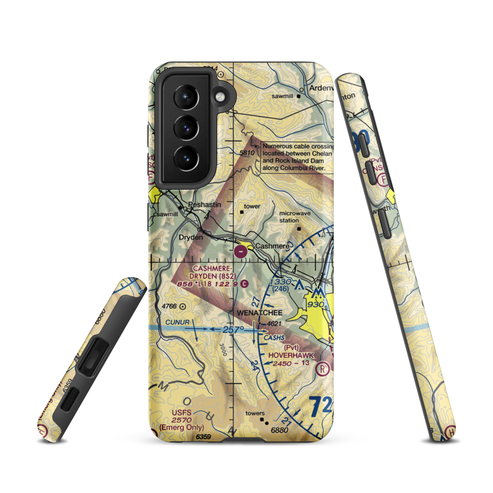 Cashmere-Dryden Airport (8S2) VFR Sectional Samsung Phone Case Samsung Galaxy S21 model shown