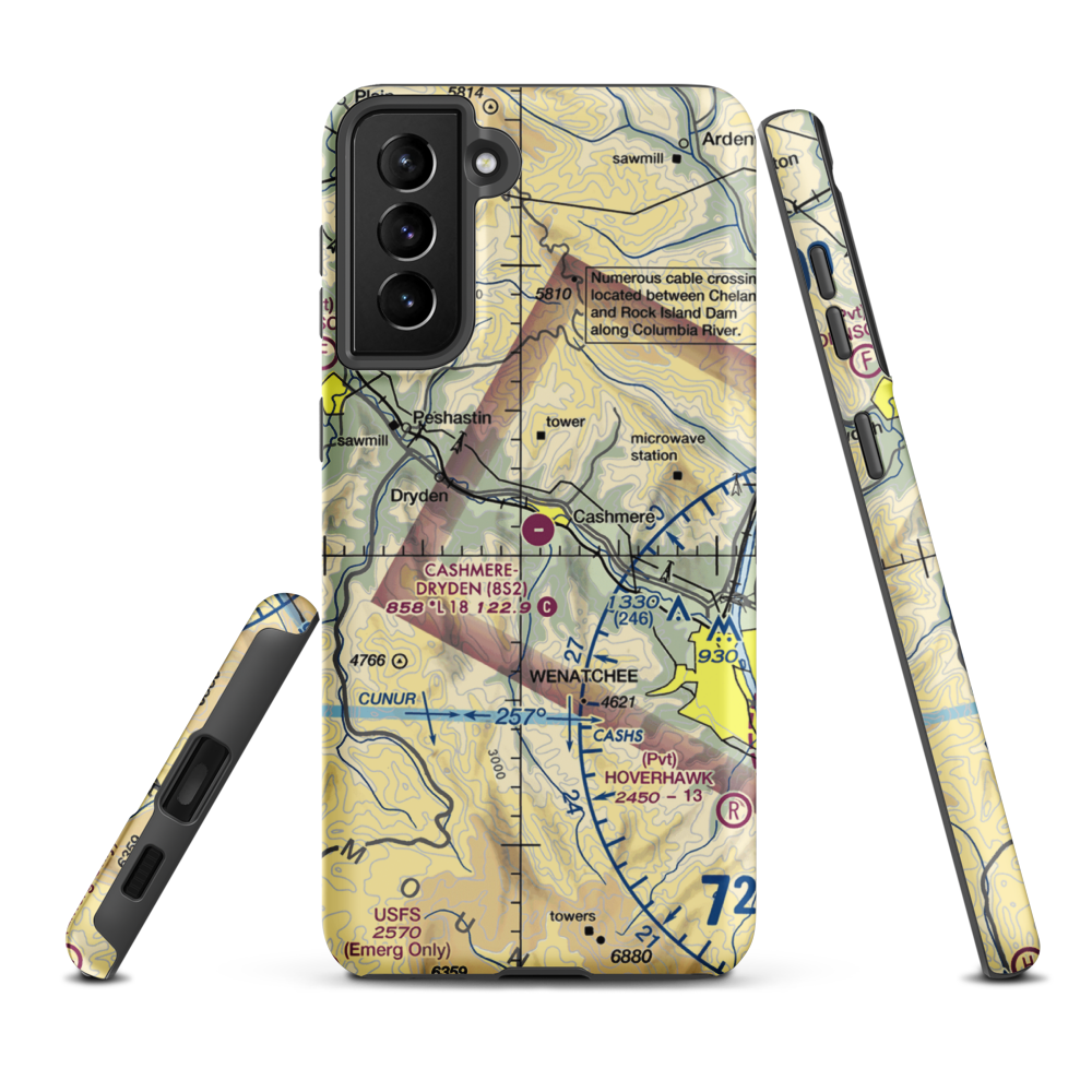 Cashmere-Dryden Airport (8S2) VFR Sectional Samsung Phone Case Samsung Galaxy S21 FE model shown