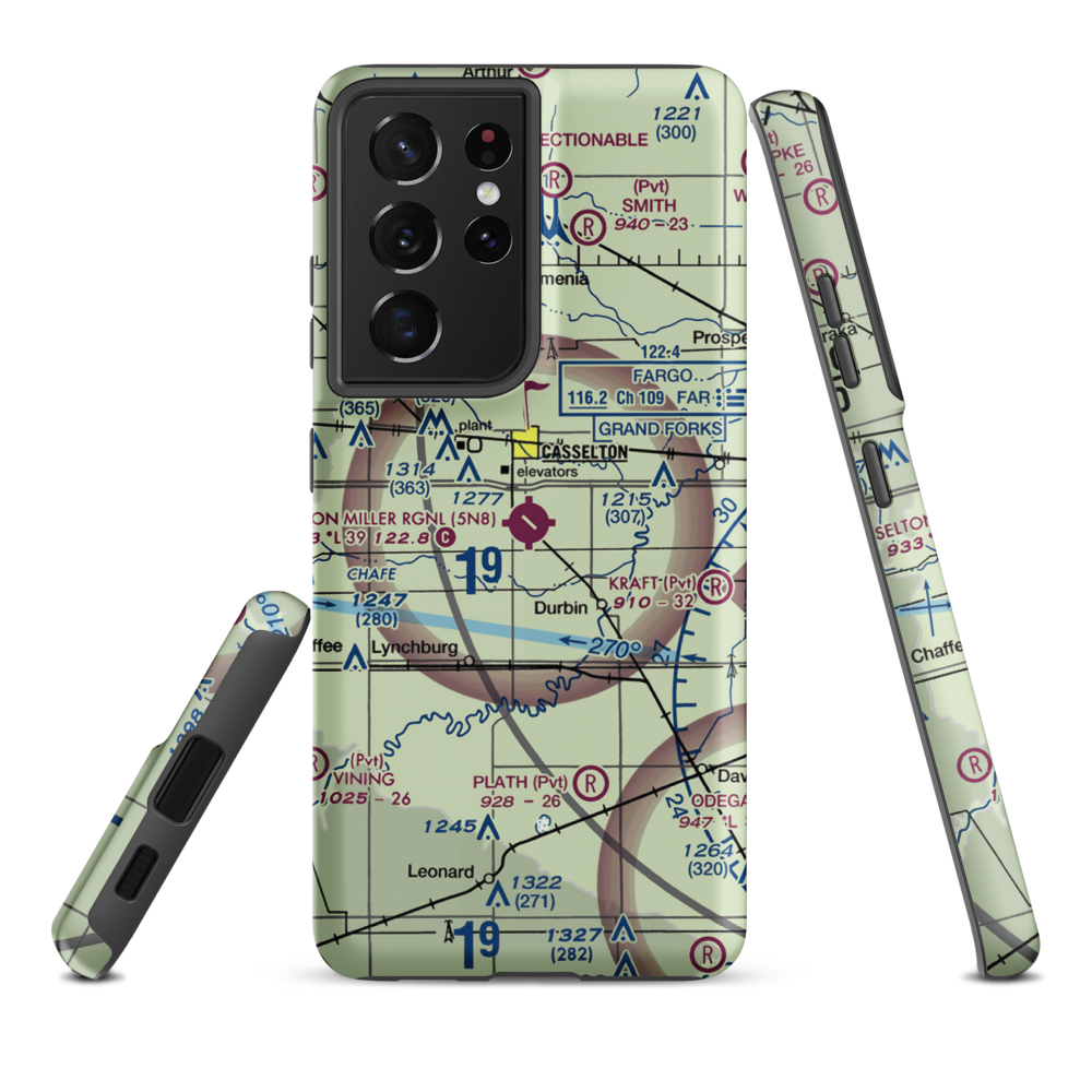 Casselton Robert Miller Regional Airport (5N8) VFR Sectional Samsung Phone Case Samsung Galaxy S21 Ultra model shown