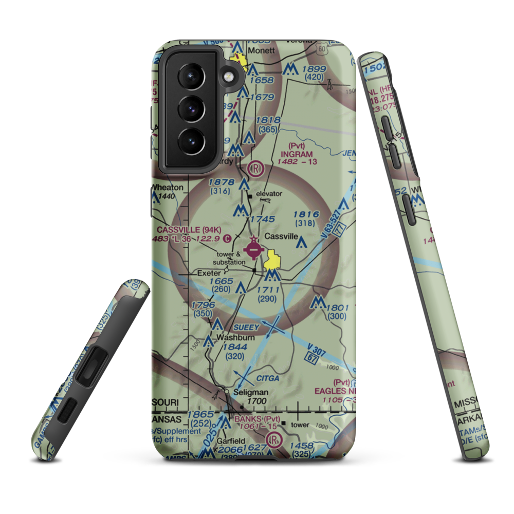 Cassville Municipal Airport (94K) VFR Sectional Samsung Phone Case Samsung Galaxy S21 FE model shown