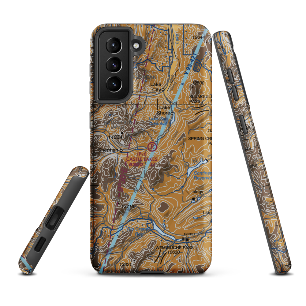 Castle Lakes Airport (CD32) VFR Sectional Samsung Phone Case Samsung Galaxy S21 Plus model shown
