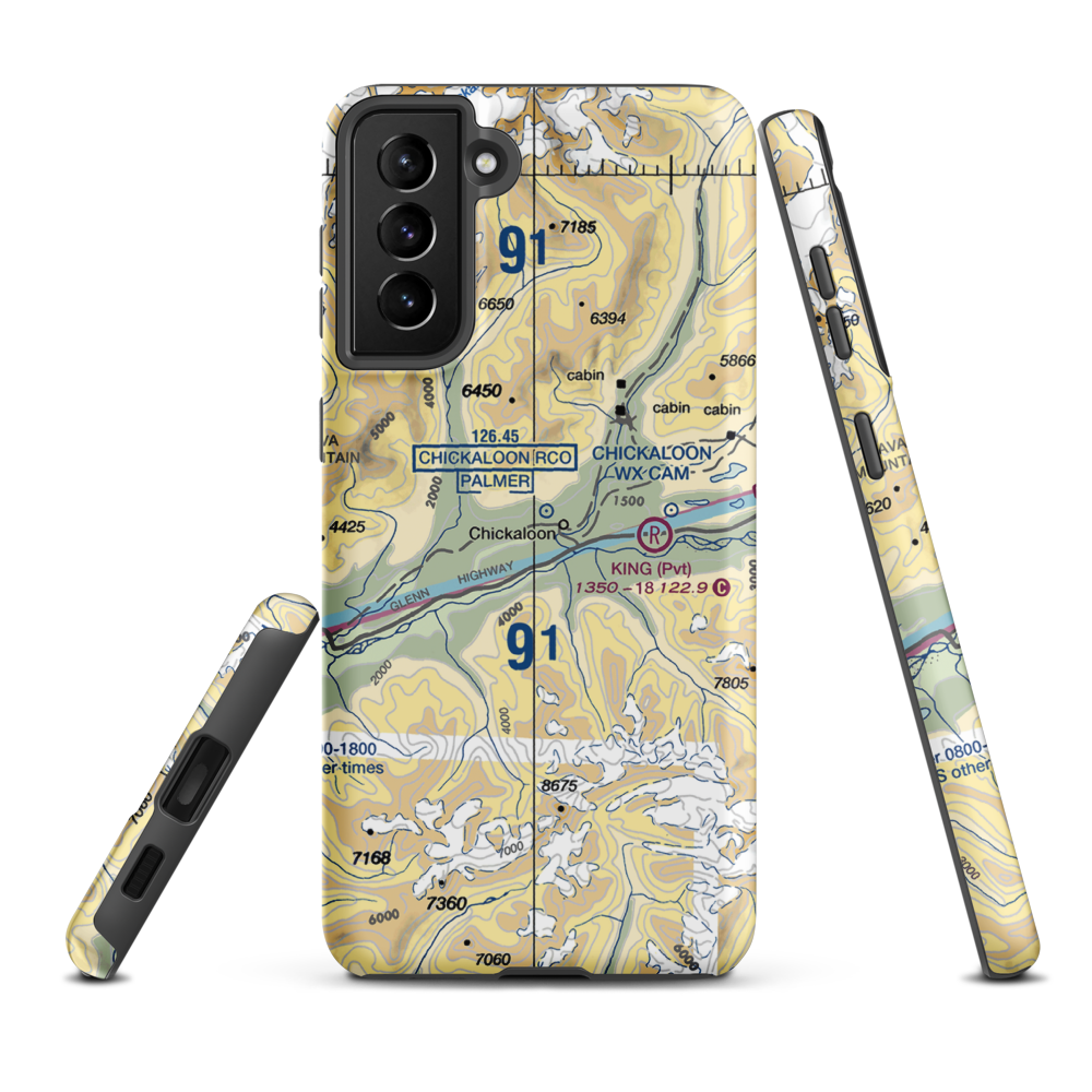 Castle Mountain Airstrip (48AK) VFR Sectional Samsung Phone Case Samsung Galaxy S21 Plus model shown