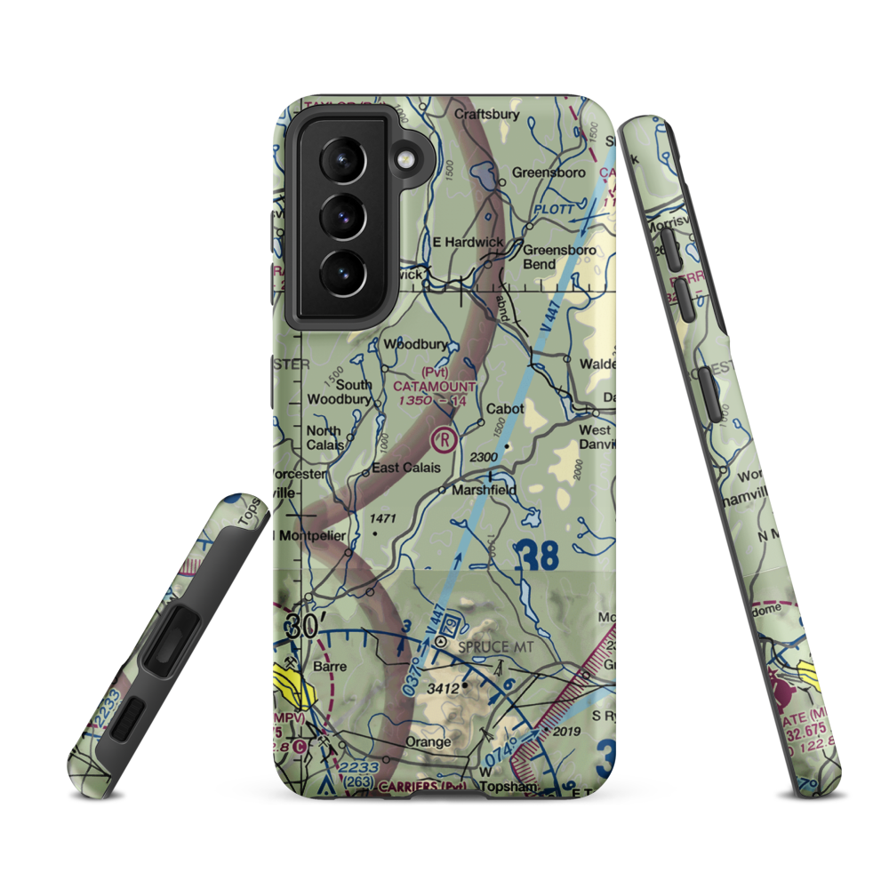 Catamount Airfield (VT62) VFR Sectional Samsung Phone Case Samsung Galaxy S21 Ultra model shown