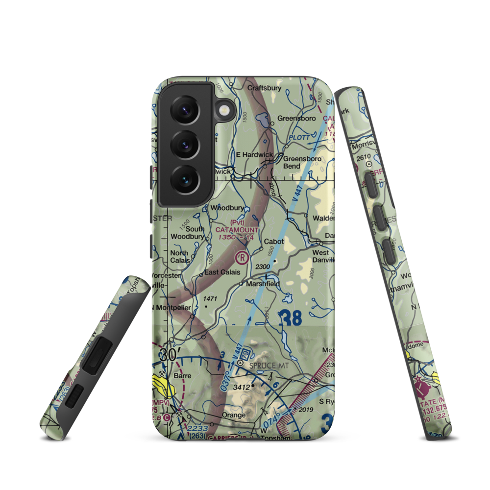 Catamount Airfield (VT62) VFR Sectional Samsung Phone Case Samsung Galaxy S22 model shown