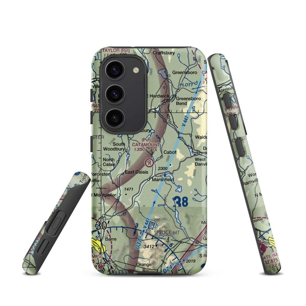Catamount Airfield (VT62) VFR Sectional Samsung Phone Case Samsung Galaxy S23 model shown