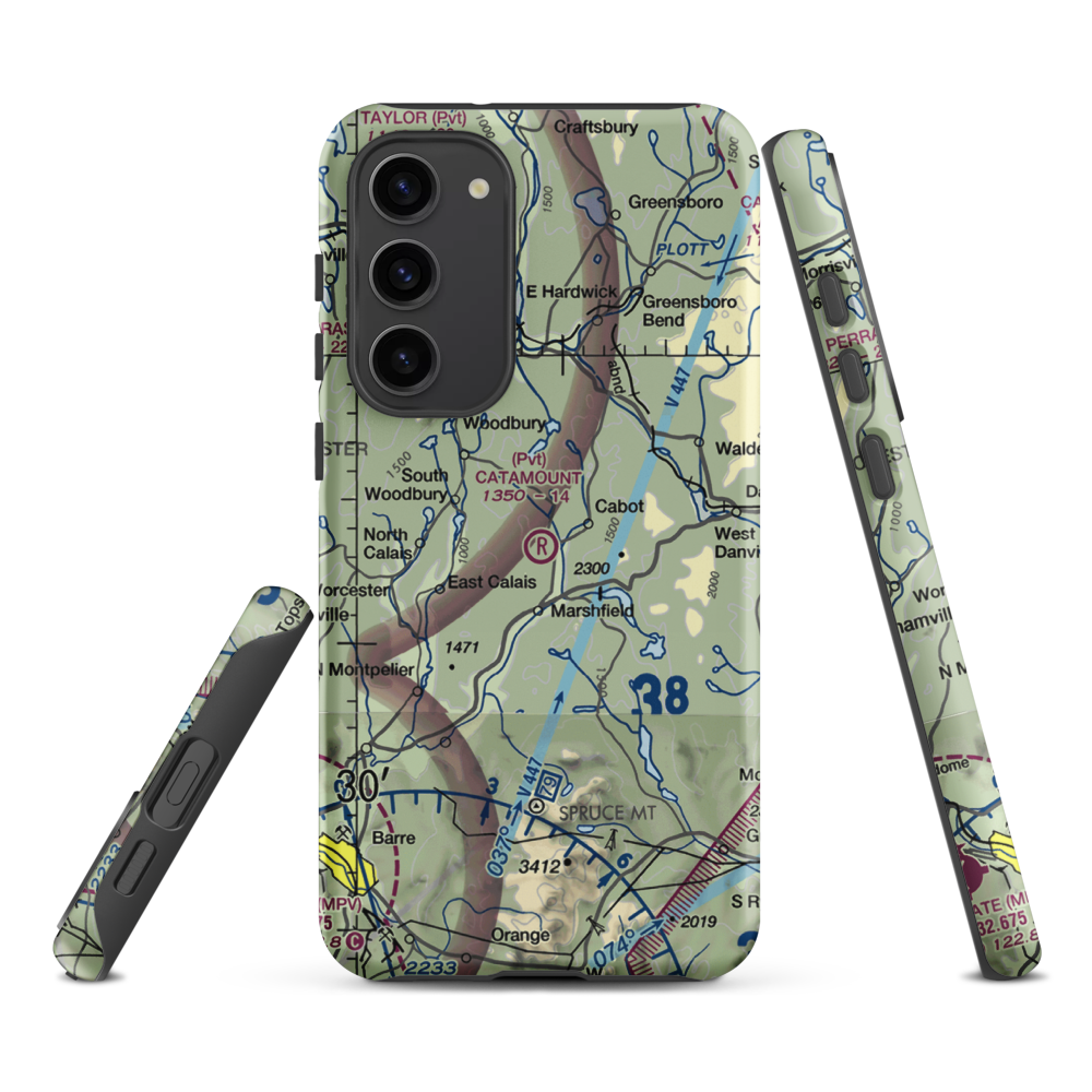 Catamount Airfield (VT62) VFR Sectional Samsung Phone Case Samsung Galaxy S23 Plus model shown