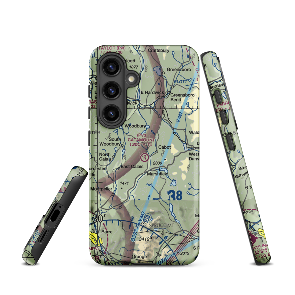 Catamount Airfield (VT62) VFR Sectional Samsung Phone Case Samsung Galaxy S24 model shown