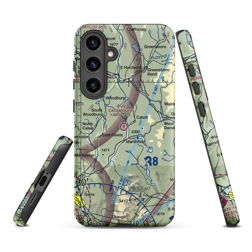 Catamount Airfield (VT62) VFR Sectional Samsung Phone Case Samsung Galaxy S24 Plus model shown