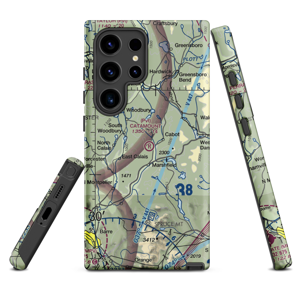Catamount Airfield (VT62) VFR Sectional Samsung Phone Case Samsung Galaxy S24 Ultra model shown
