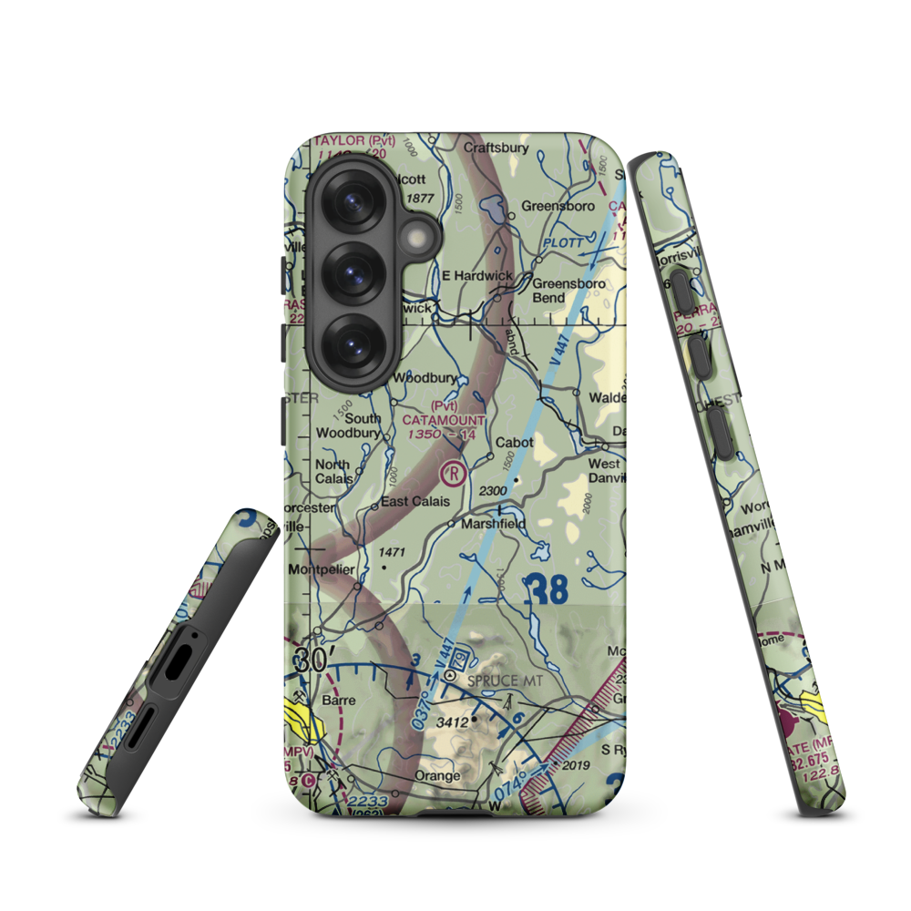 Catamount Airfield (VT62) VFR Sectional Samsung Phone Case Samsung Galaxy S25 model shown