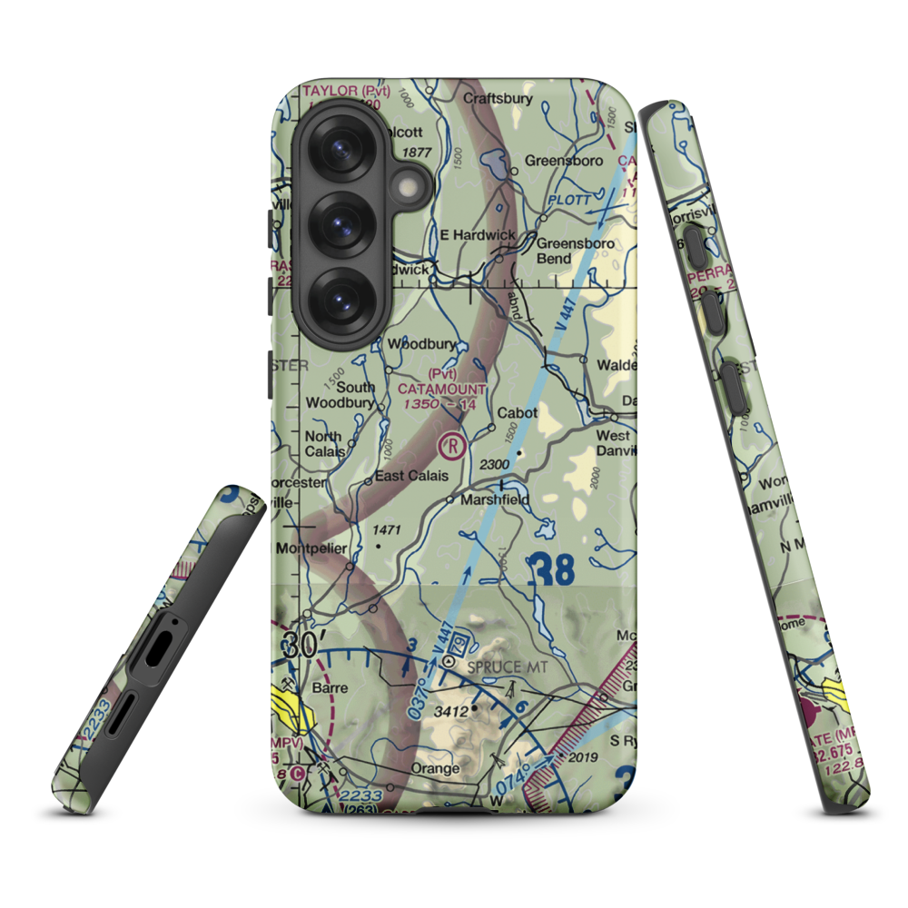 Catamount Airfield (VT62) VFR Sectional Samsung Phone Case Samsung Galaxy S25 Plus model shown