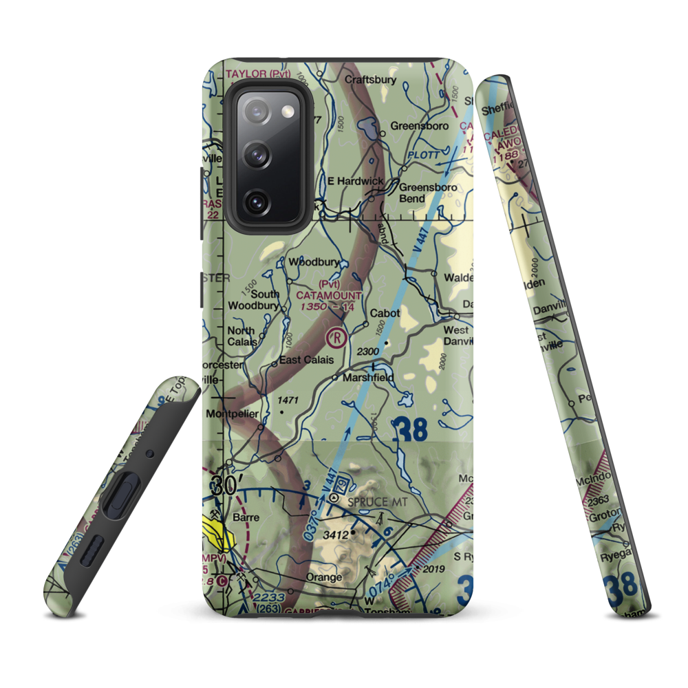 Catamount Airfield (VT62) VFR Sectional Samsung Phone Case Samsung Galaxy S20 FE model shown
