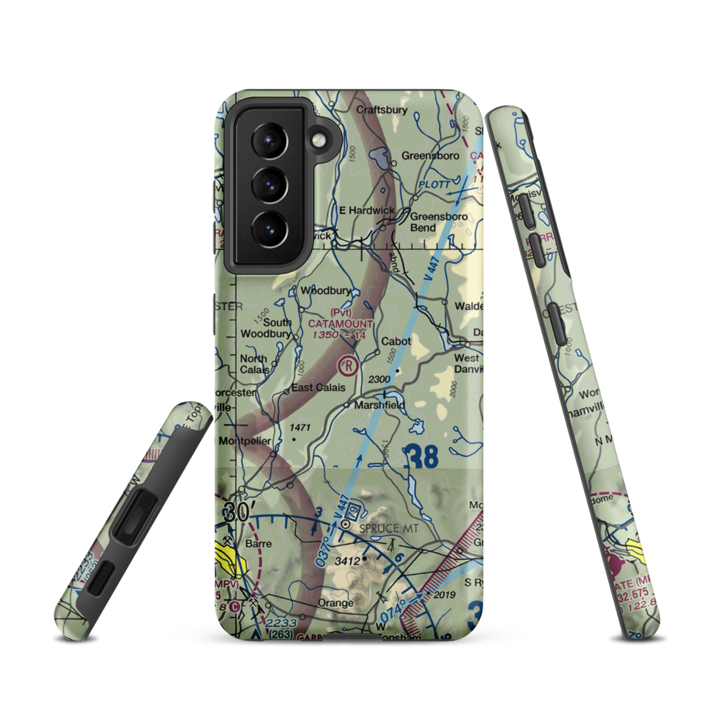 Catamount Airfield (VT62) VFR Sectional Samsung Phone Case Samsung Galaxy S21 model shown