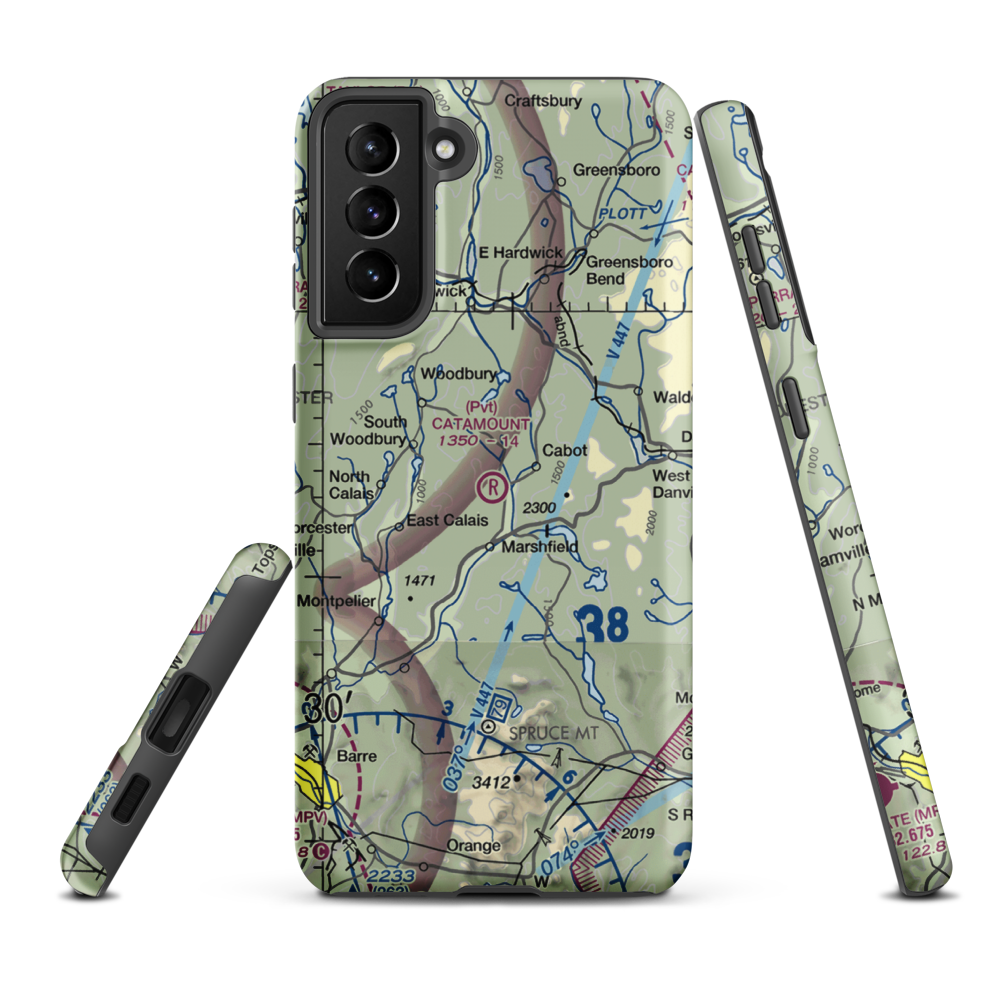 Catamount Airfield (VT62) VFR Sectional Samsung Phone Case Samsung Galaxy S21 FE model shown