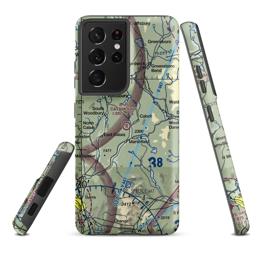 Catamount Airfield (VT62) VFR Sectional Samsung Phone Case Samsung Galaxy S21 Plus model shown
