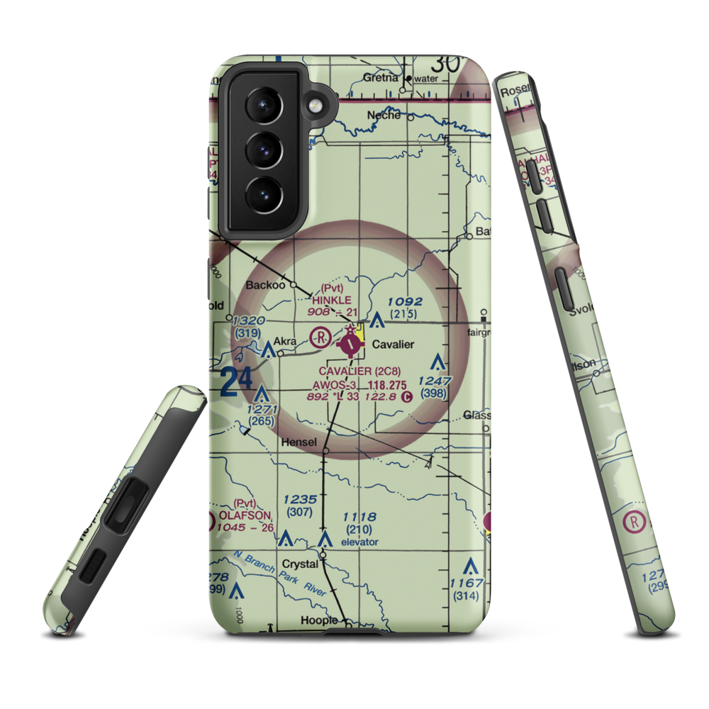 Cavalier Municipal Airport (2C8) VFR Sectional Samsung Phone Case Samsung Galaxy S21 Plus model shown