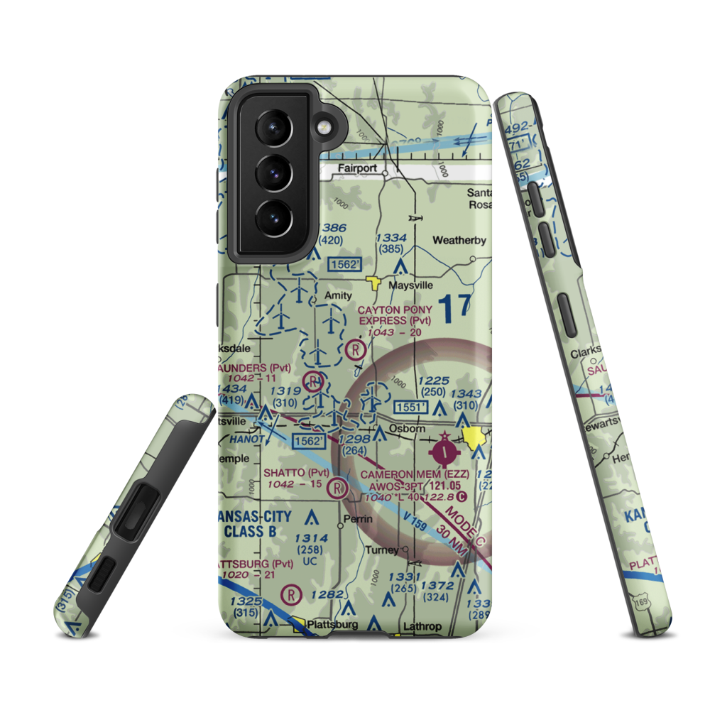 Cayton Pony Express Airport (8MO5) VFR Sectional Samsung Phone Case Samsung Galaxy S21 FE model shown