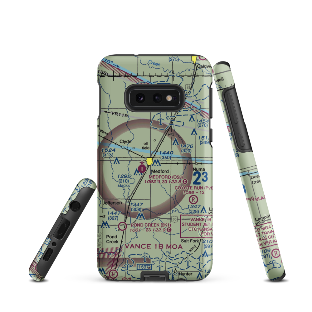 Cc & M Airport (8OK7) VFR Sectional Samsung Phone Case Samsung Galaxy S10e model shown
