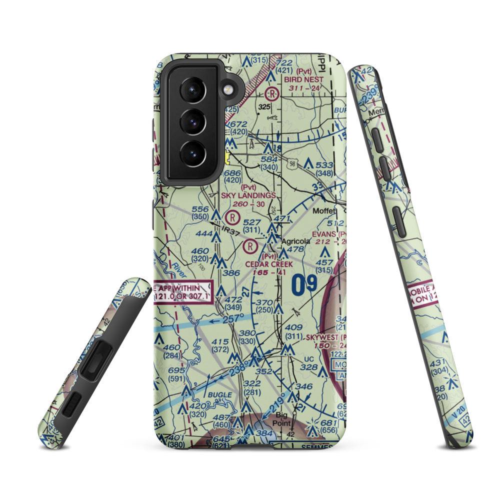 Cedar Creek Air Ranch Airport (MS26) VFR Sectional Samsung Phone Case Samsung Galaxy S21 FE model shown