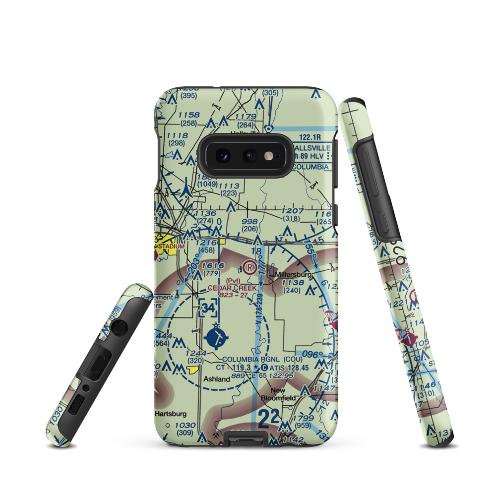 Cedar Creek Airport (MO74) VFR Sectional Samsung Phone Case Samsung Galaxy S10e model shown