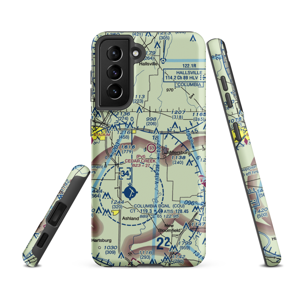 Cedar Creek Airport (MO74) VFR Sectional Samsung Phone Case Samsung Galaxy S21 Ultra model shown