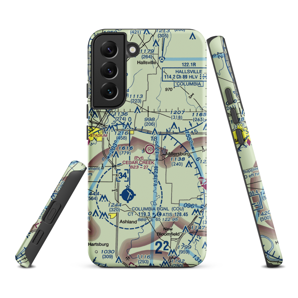 Cedar Creek Airport (MO74) VFR Sectional Samsung Phone Case Samsung Galaxy S22 Plus model shown