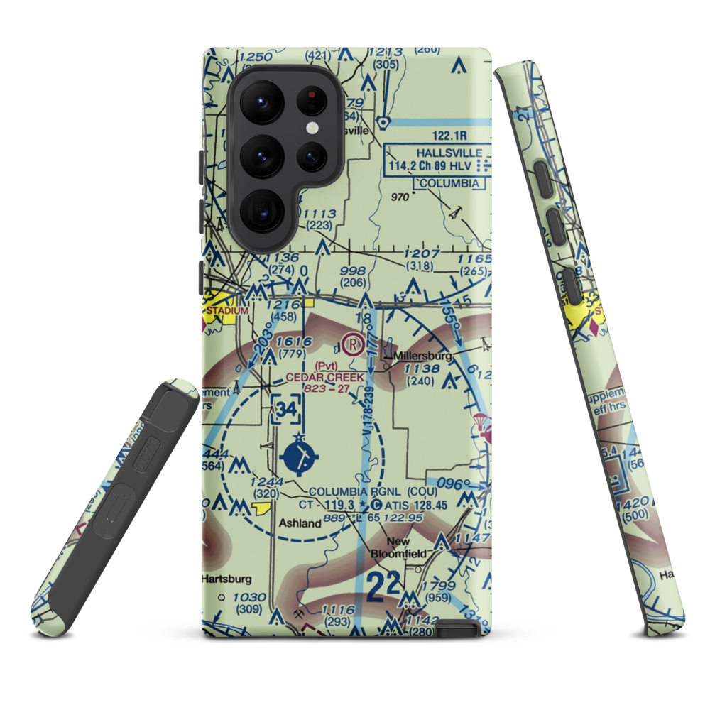Cedar Creek Airport (MO74) VFR Sectional Samsung Phone Case Samsung Galaxy S22 Ultra model shown