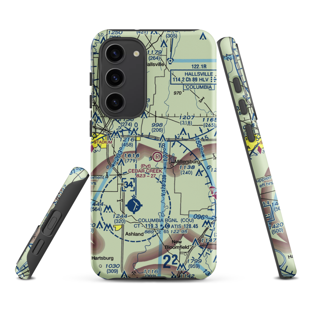 Cedar Creek Airport (MO74) VFR Sectional Samsung Phone Case Samsung Galaxy S23 Plus model shown