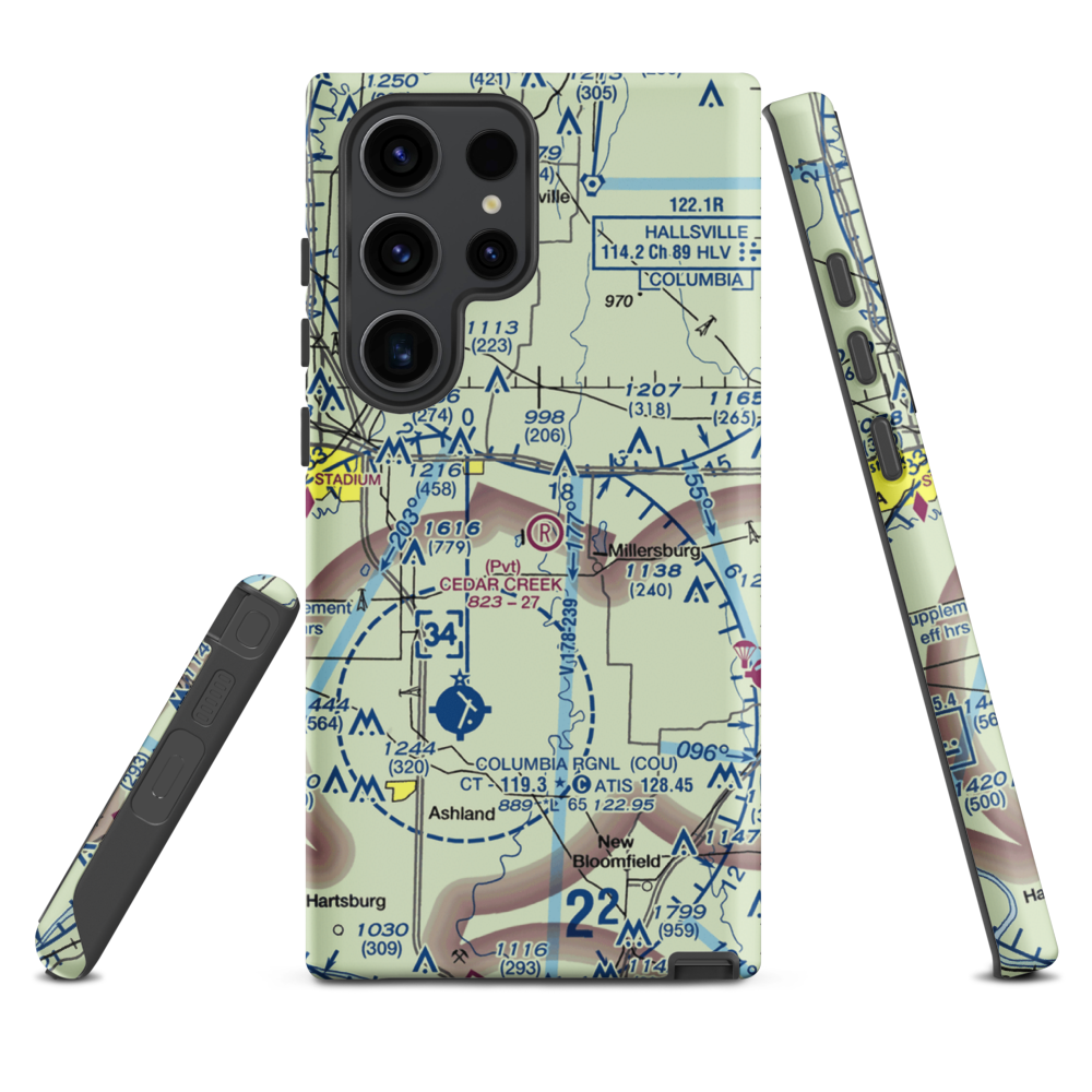 Cedar Creek Airport (MO74) VFR Sectional Samsung Phone Case Samsung Galaxy S23 Ultra model shown