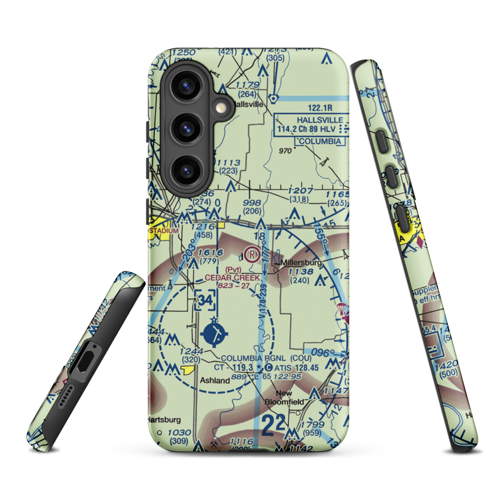 Cedar Creek Airport (MO74) VFR Sectional Samsung Phone Case Samsung Galaxy S24 Plus model shown