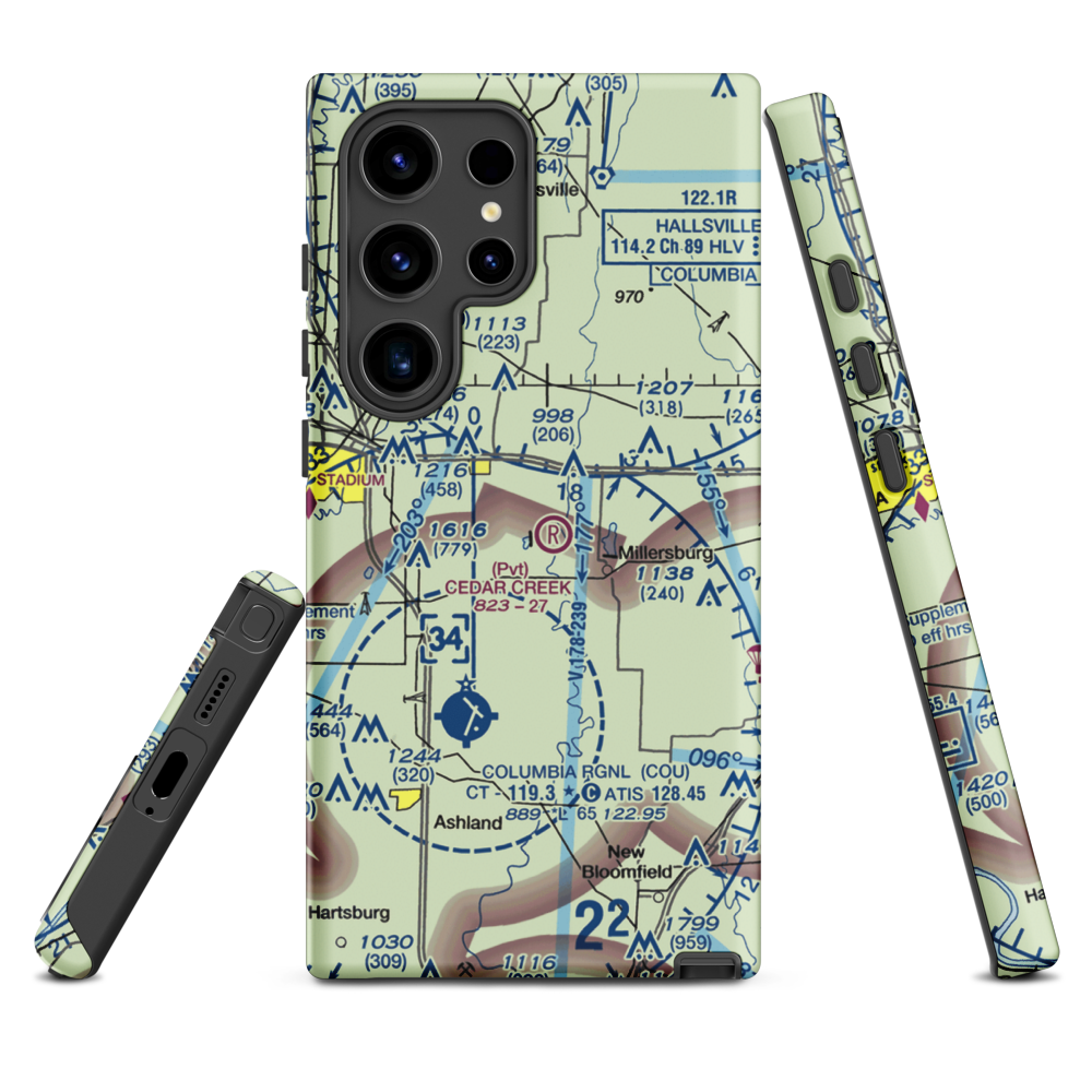 Cedar Creek Airport (MO74) VFR Sectional Samsung Phone Case Samsung Galaxy S24 Ultra model shown