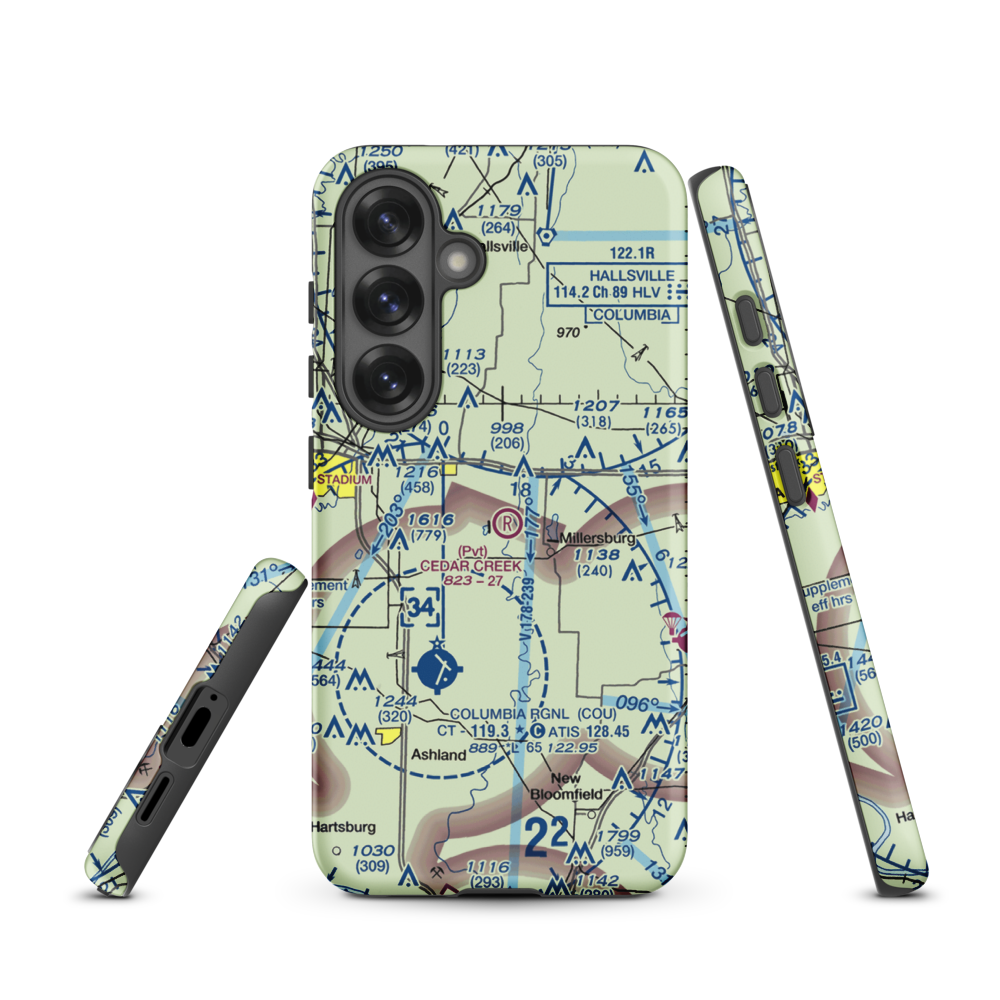 Cedar Creek Airport (MO74) VFR Sectional Samsung Phone Case Samsung Galaxy S25 model shown