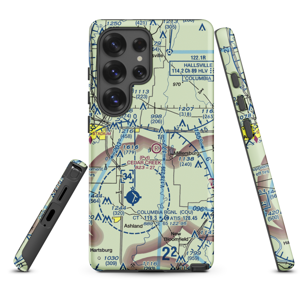 Cedar Creek Airport (MO74) VFR Sectional Samsung Phone Case Samsung Galaxy S25 Ultra model shown