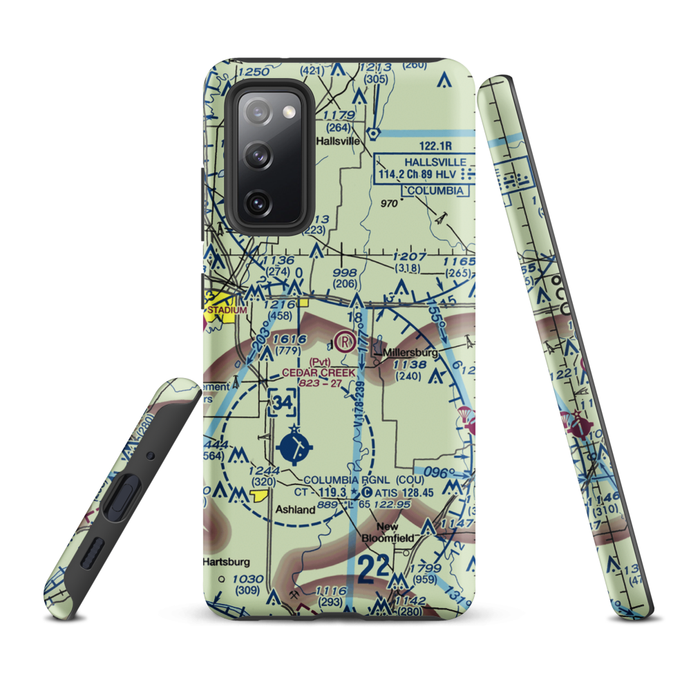 Cedar Creek Airport (MO74) VFR Sectional Samsung Phone Case Samsung Galaxy S20 FE model shown