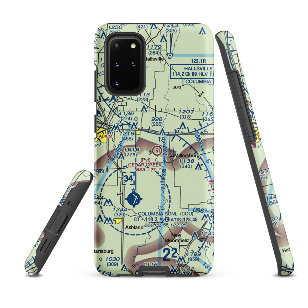 Cedar Creek Airport (MO74) VFR Sectional Samsung Phone Case Samsung Galaxy S20 Plus model shown