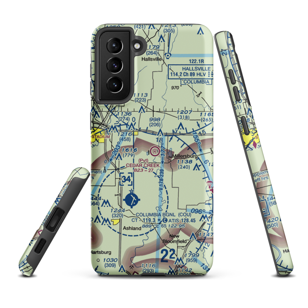 Cedar Creek Airport (MO74) VFR Sectional Samsung Phone Case Samsung Galaxy S21 FE model shown