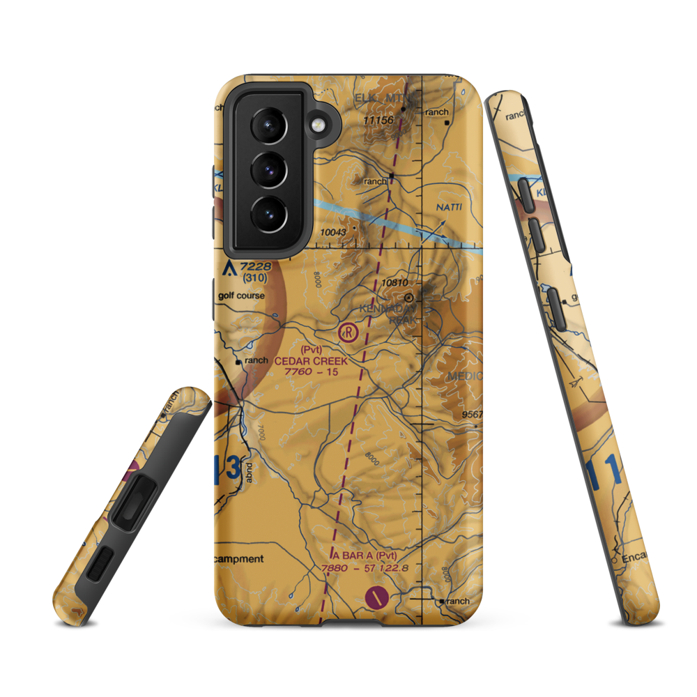 Cedar Creek Ranch Airport (96WY) VFR Sectional Samsung Phone Case Samsung Galaxy S21 FE model shown