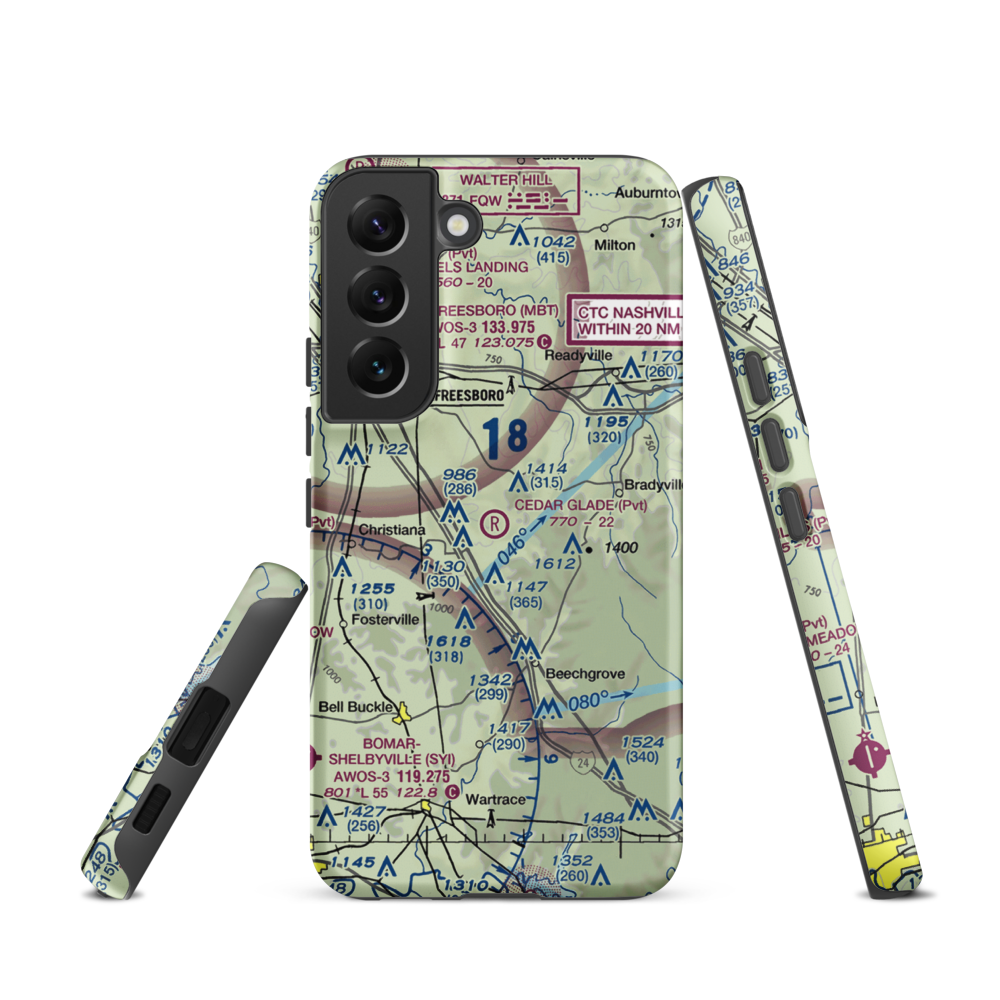 Cedar Glade Aerodrome (TN83) VFR Sectional Samsung Phone Case Samsung Galaxy S22 model shown