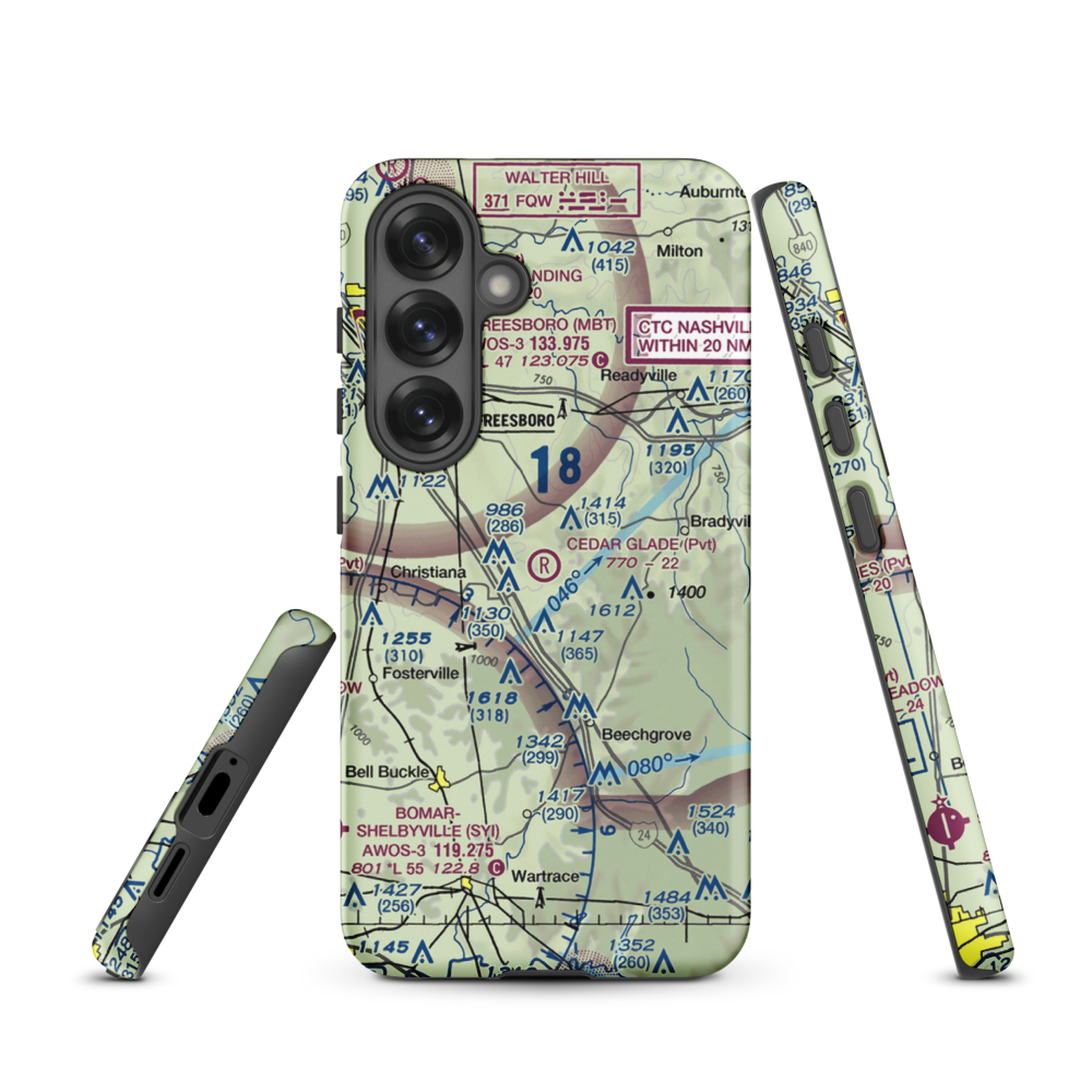 Cedar Glade Aerodrome (TN83) VFR Sectional Samsung Phone Case Samsung Galaxy S25 model shown