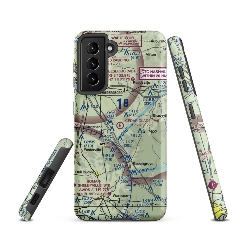 Cedar Glade Aerodrome (TN83) VFR Sectional Samsung Phone Case Samsung Galaxy S21 model shown
