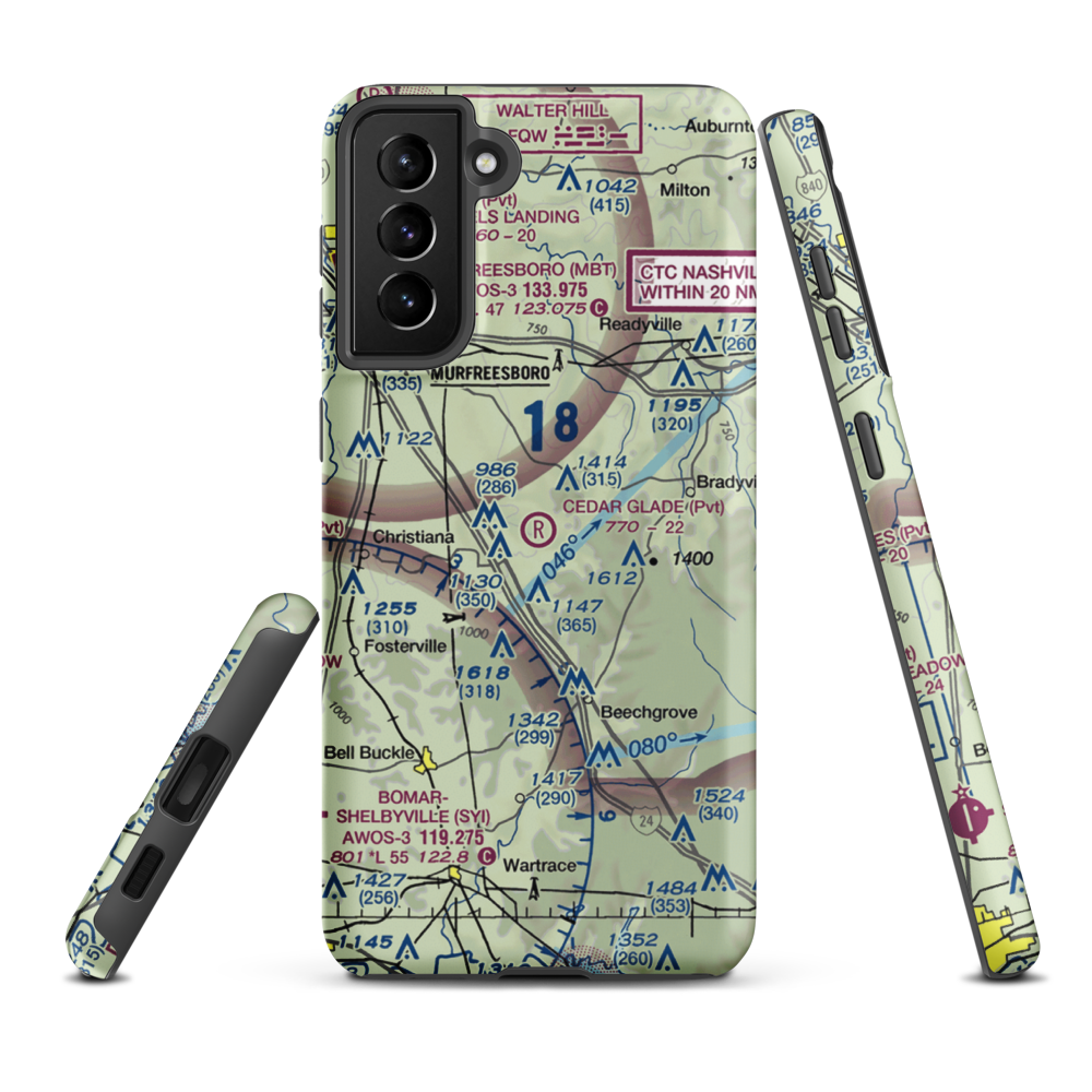 Cedar Glade Aerodrome (TN83) VFR Sectional Samsung Phone Case Samsung Galaxy S21 Plus model shown